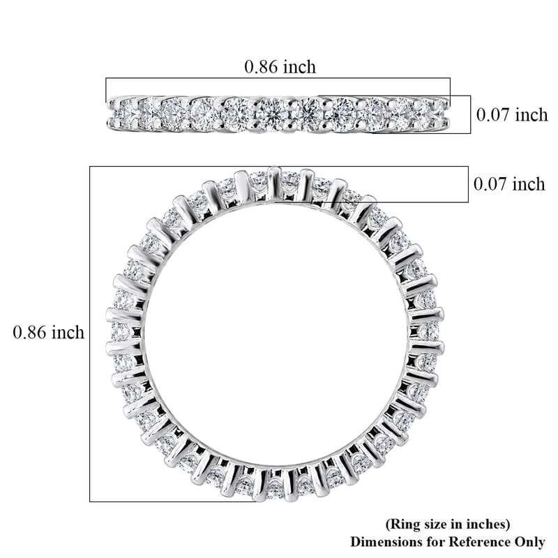 D'Joy Moissanite 1.00 ctw Eternity Band Ring in Rhodium Over Sterling Silver (Size 10.0)