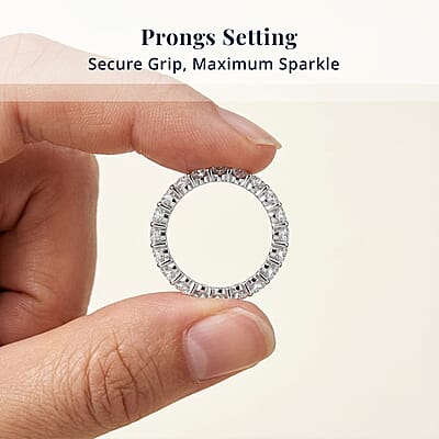 D'Joy Moissanite 1.00 ctw Eternity Band Ring in Rhodium Over Sterling Silver (Size 7.0)