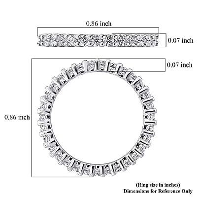 D'Joy Moissanite 1.00 ctw Eternity Band Ring in Rhodium Over Sterling Silver (Size 7.0)