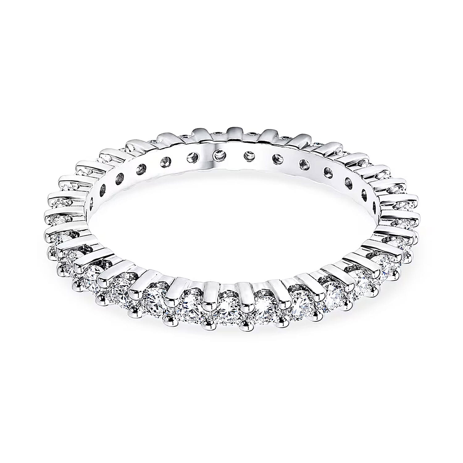 D'Joy Moissanite 1.00 ctw Eternity Band Ring in Rhodium Over Sterling Silver (Size 7.0)