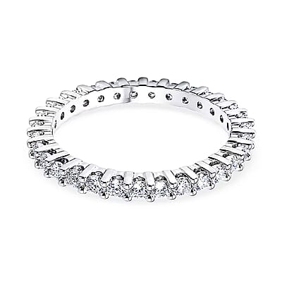 D'Joy Moissanite 1.00 ctw Eternity Band Ring in Rhodium Over Sterling Silver (Size 7.0)