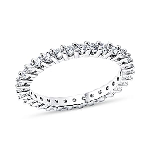 D'Joy Moissanite 1.00 ctw Eternity Band Ring in Rhodium Over Sterling Silver (Size 8.0)