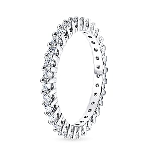 D'Joy Moissanite 1.00 ctw Eternity Band Ring in Rhodium Over Sterling Silver (Size 8.0)