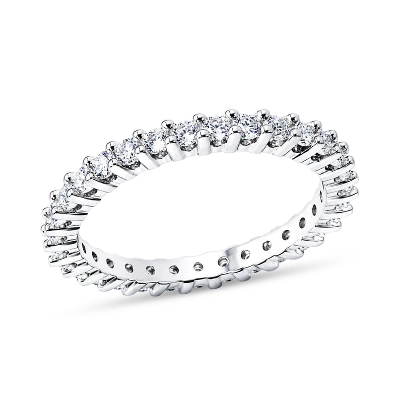 D'Joy Moissanite 1.00 ctw Eternity Band Ring in Rhodium Over Sterling Silver (Size 9.0)