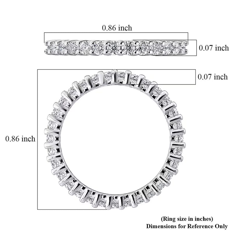 D'Joy Moissanite 1.00 ctw Eternity Band Ring in Rhodium Over Sterling Silver (Size 9.0)