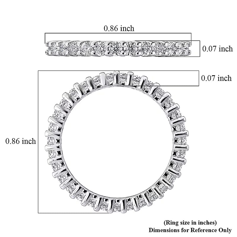 D'Joy Moissanite 1.00 ctw Eternity Band Ring in Rhodium Over Sterling Silver (Size 9.0)