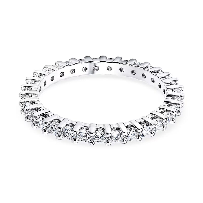 D'Joy Moissanite 1.00 ctw Eternity Band Ring in Rhodium Over Sterling Silver (Size 9.0)