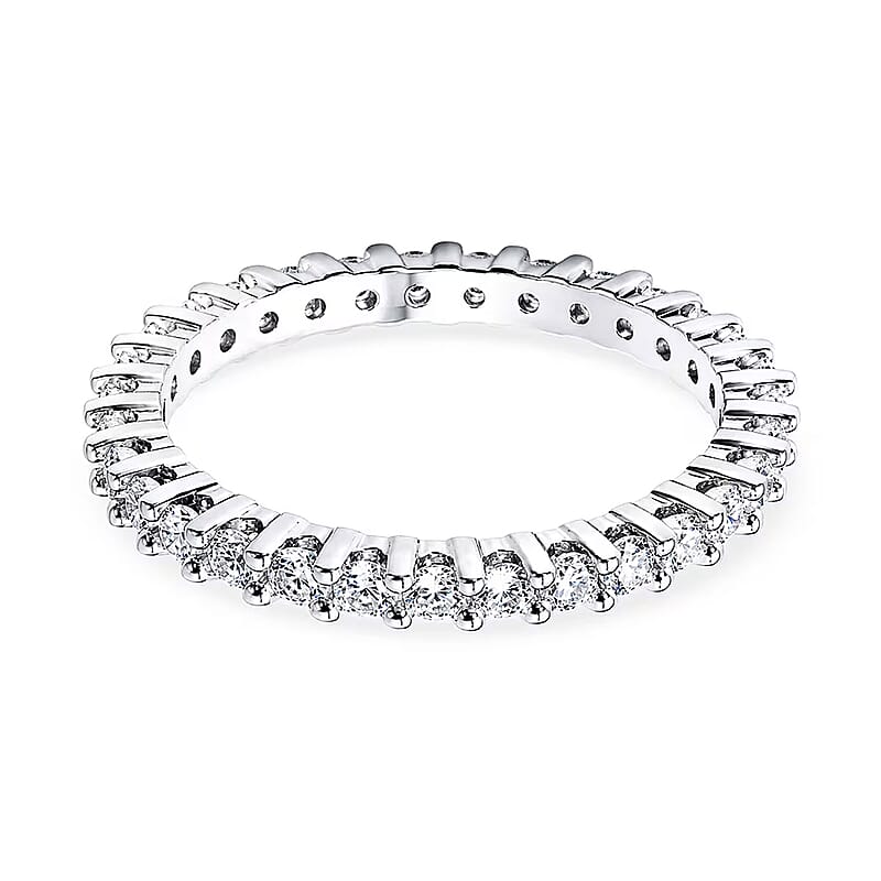 D'Joy Moissanite 1.00 ctw Eternity Band Ring in Rhodium Over Sterling Silver (Size 9.0)