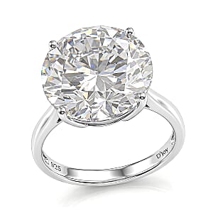 D'Joy Moissanite 10.30 ctw Solitaire Ring in Rhodium Over Sterling Silver (Size 10.0)