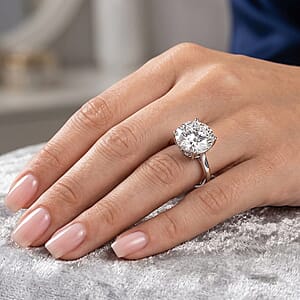 D'Joy Moissanite 10.30 ctw Solitaire Ring in Rhodium Over Sterling Silver (Size 10.0)