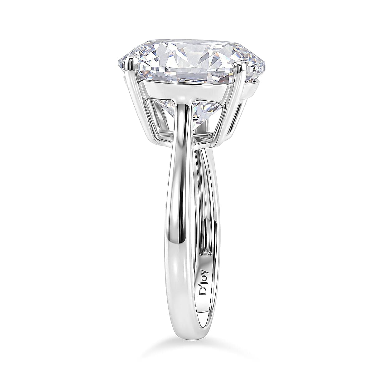 D'Joy Moissanite (Rnd 14.5mm) Ring in Rhodium Over Sterling Silver (Size 10.0) 10.30 ctw image number 3
