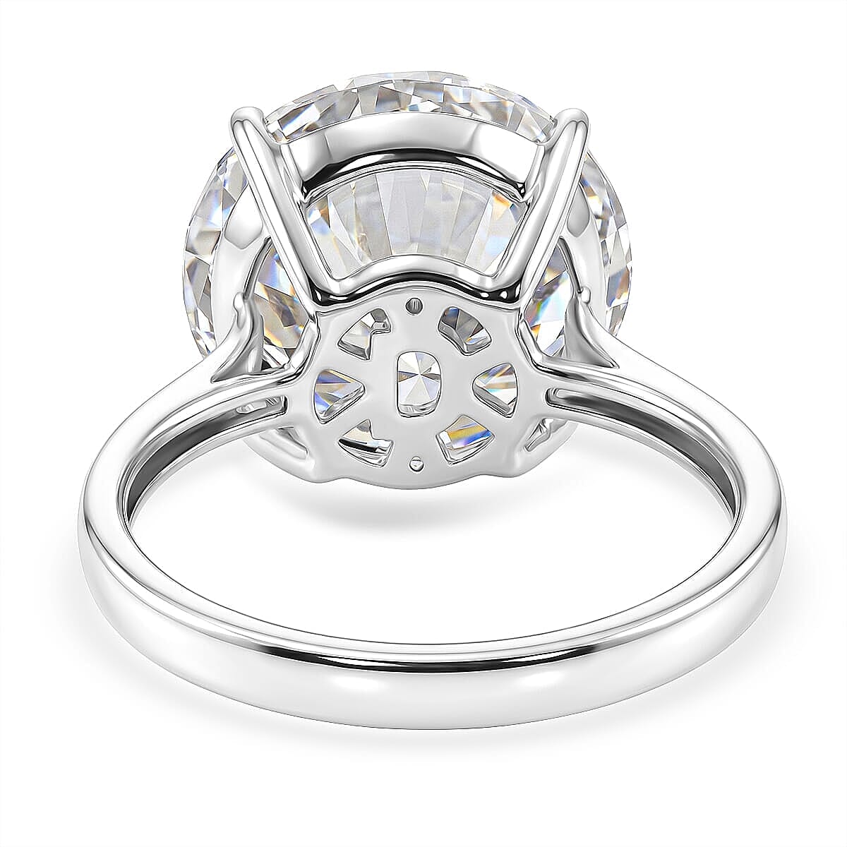 D'Joy Moissanite (Rnd 14.5mm) Ring in Rhodium Over Sterling Silver (Size 10.0) 10.30 ctw image number 4
