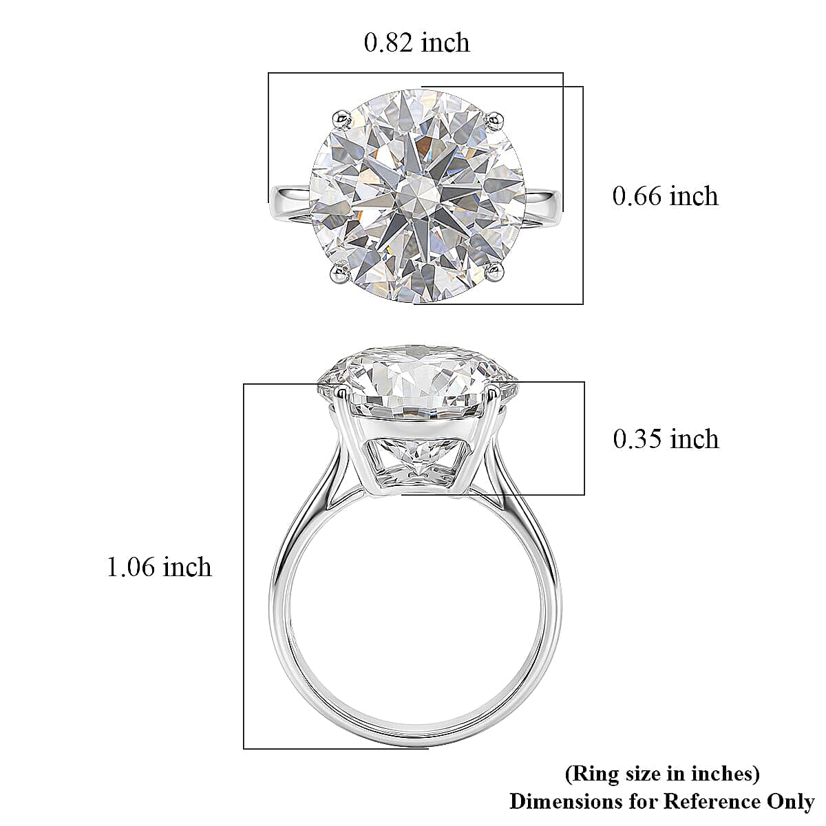 D'Joy Moissanite (Rnd 14.5mm) Ring in Rhodium Over Sterling Silver (Size 10.0) 10.30 ctw image number 5