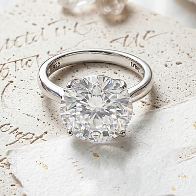 D'Joy Moissanite 10.30 ctw Solitaire Ring in Rhodium Over Sterling Silver (Size 7.0)