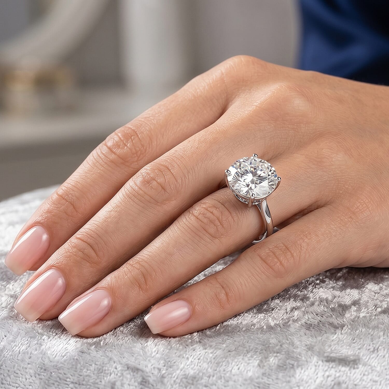 D'Joy Moissanite 10.30 ctw Solitaire Ring in Rhodium Over Sterling Silver (Size 7.0)