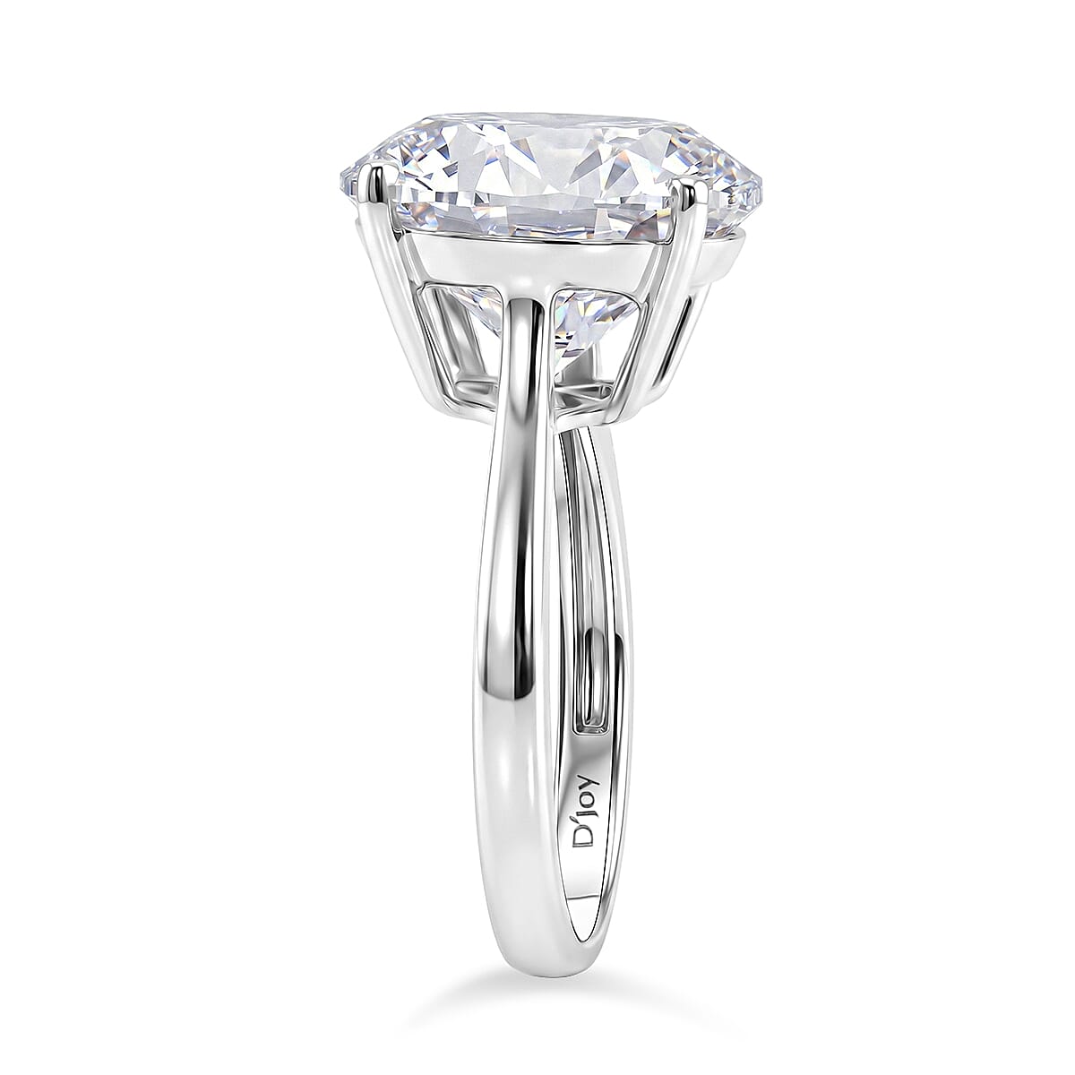 D'Joy Moissanite 10.30 ctw Solitaire Ring in Rhodium Over Sterling Silver (Size 7.0)