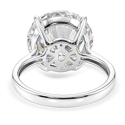 D'Joy Moissanite 10.30 ctw Solitaire Ring in Rhodium Over Sterling Silver (Size 7.0)