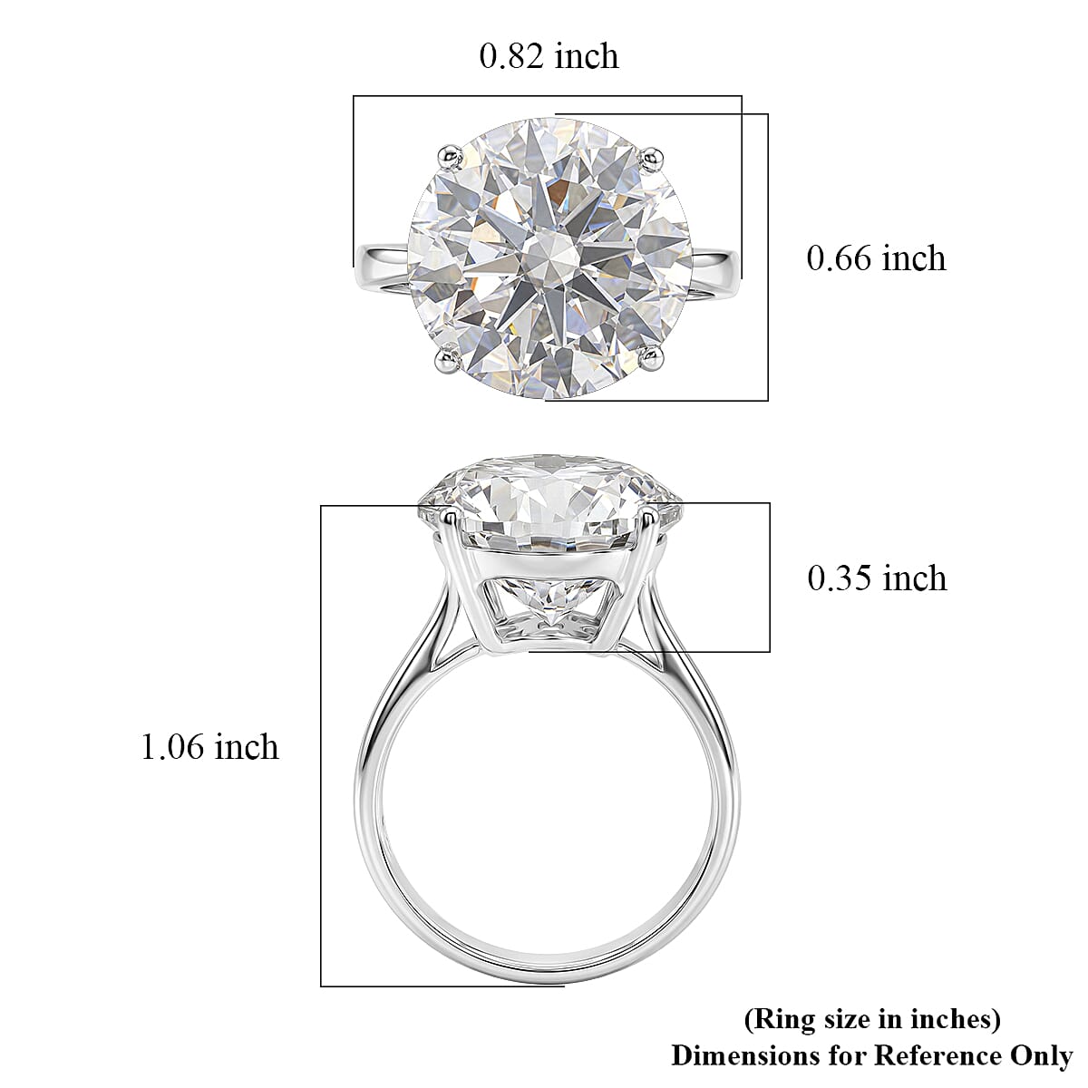 D'Joy Moissanite 10.30 ctw Solitaire Ring in Rhodium Over Sterling Silver (Size 7.0)