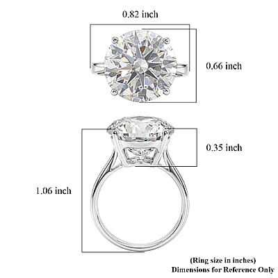 D'Joy Moissanite 10.30 ctw Solitaire Ring in Rhodium Over Sterling Silver (Size 7.0)