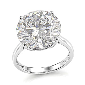 D'Joy Moissanite 10.30 ctw Solitaire Ring in Rhodium Over Sterling Silver (Size 9.0)