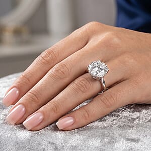 D'Joy Moissanite 10.30 ctw Solitaire Ring in Rhodium Over Sterling Silver (Size 9.0)