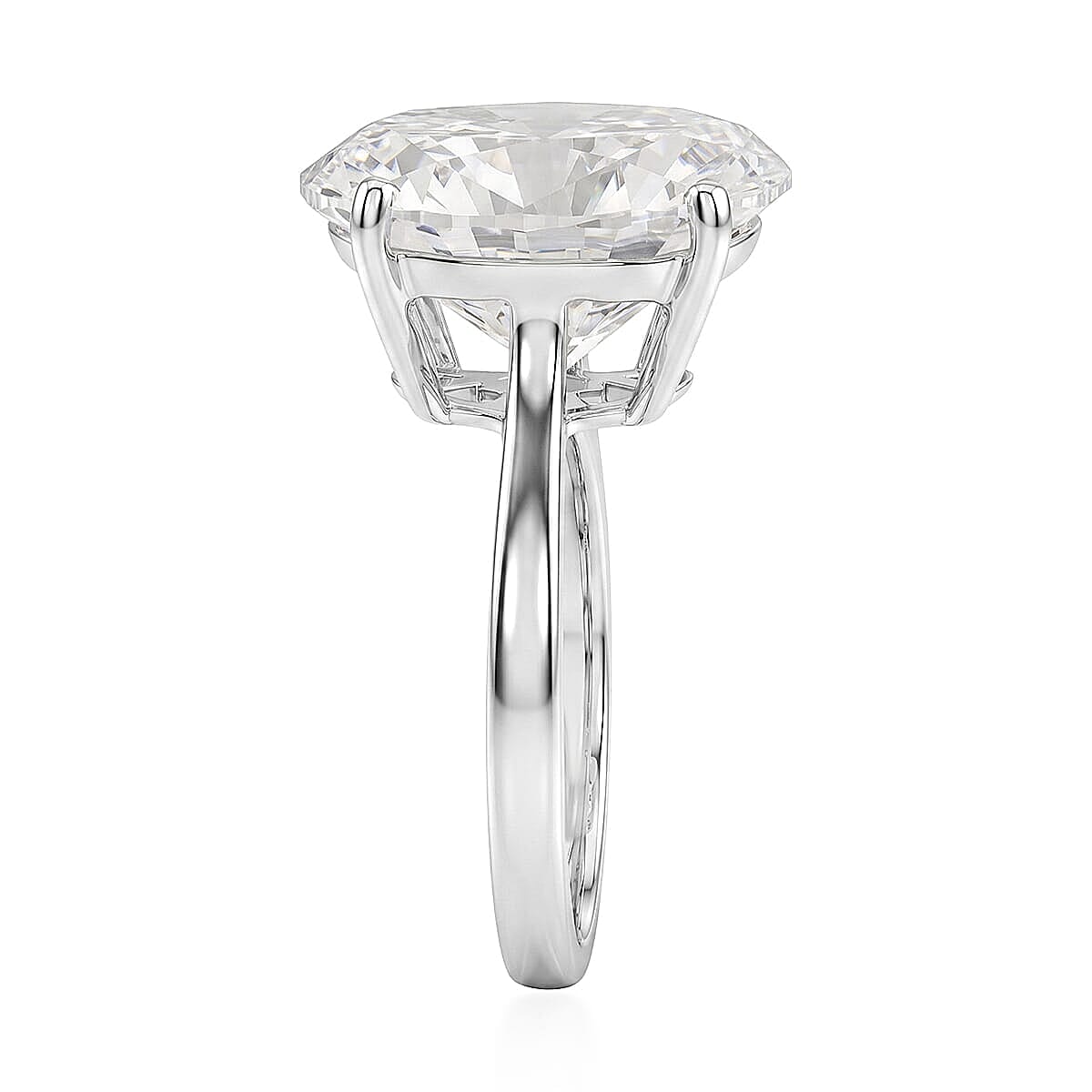 D'Joy Moissanite (Ovl 16x12mm) Ring in Rhodium Over Sterling Silver (Size 5.0) 10.10 ctw image number 3