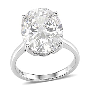 D'Joy Moissanite 10.10 ctw Solitaire Ring in Rhodium Over Sterling Silver (Size 6.0)