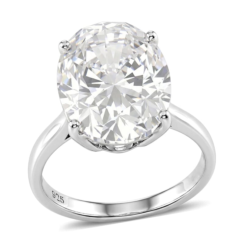 D'Joy Moissanite 10.10 ctw Solitaire Ring in Rhodium Over Sterling Silver (Size 6.0)
