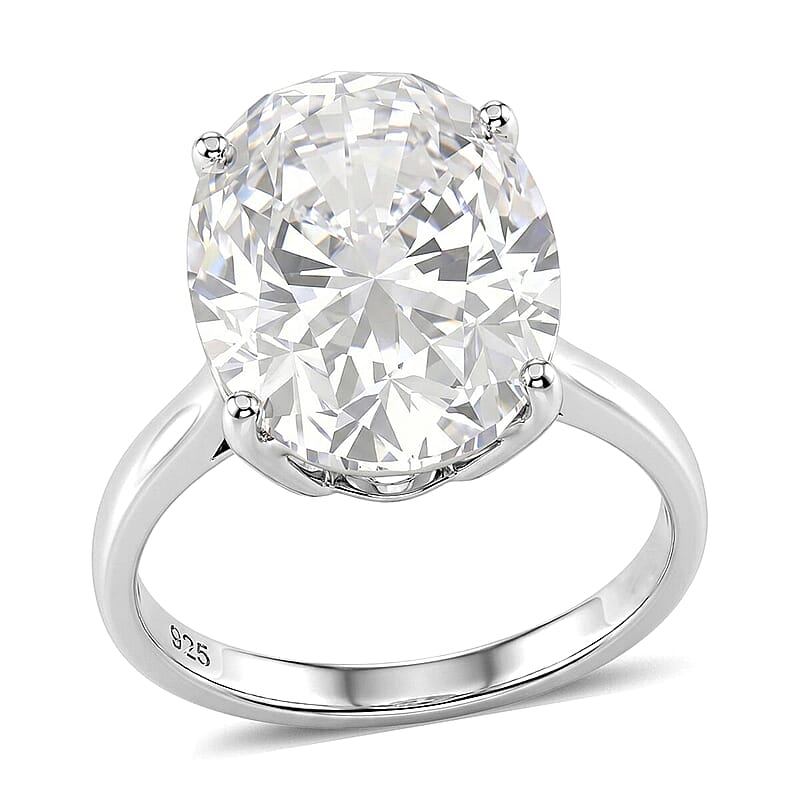 D'Joy Moissanite 10.10 ctw Solitaire Ring in Rhodium Over Sterling Silver (Size 6.0)