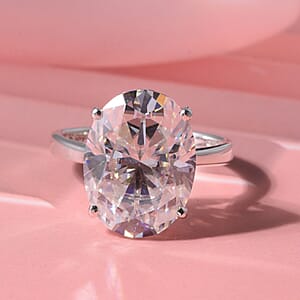 D'Joy Moissanite 10.10 ctw Solitaire Ring in Rhodium Over Sterling Silver (Size 6.0)
