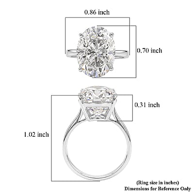 D'Joy Moissanite 10.10 ctw Solitaire Ring in Rhodium Over Sterling Silver (Size 6.0)
