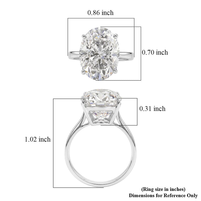 D'Joy Moissanite 10.10 ctw Solitaire Ring in Rhodium Over Sterling Silver (Size 6.0)