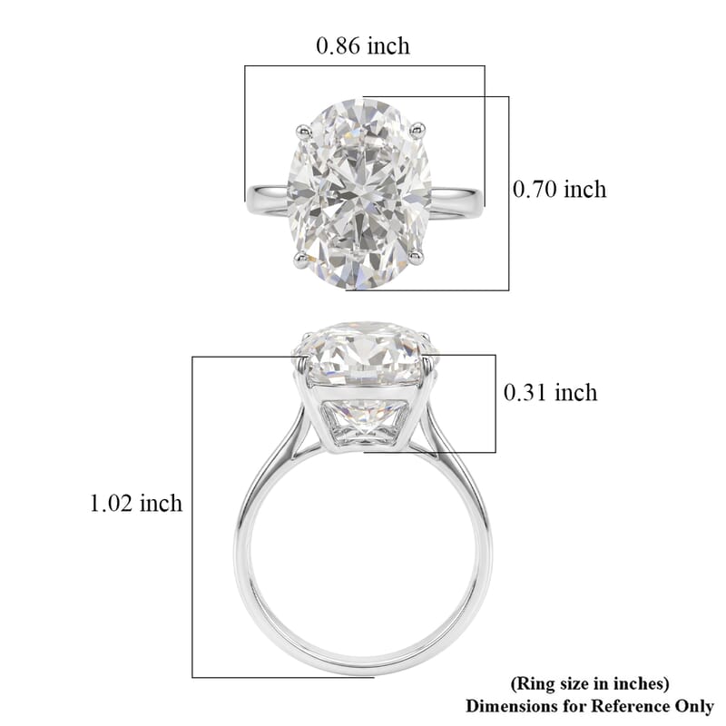 D'Joy Moissanite 10.10 ctw Solitaire Ring in Rhodium Over Sterling Silver (Size 8.0)