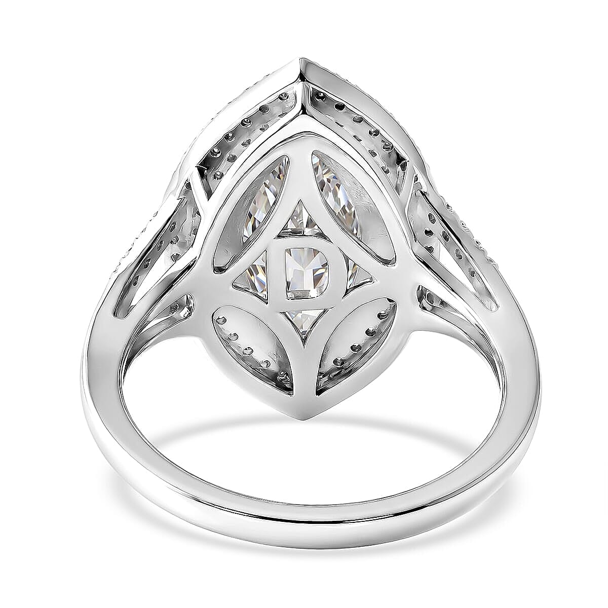 D'Joy Moissanite (Mrq 18x7mm) Ring in Rhodium Over Sterling Silver (Size 5.0) 4.60 ctw image number 4