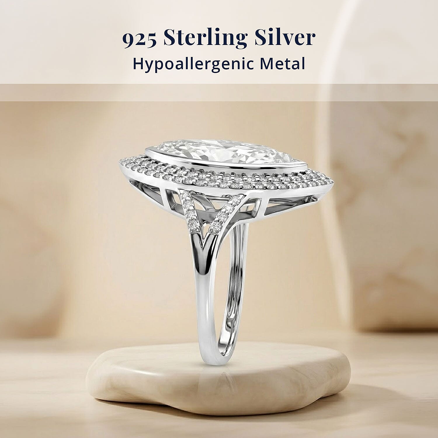 D'Joy Moissanite 4.60 ctw Eternal Halo Ring in Rhodium Over Sterling Silver (Size 6.0)