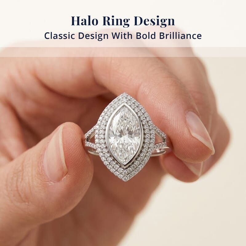D'Joy Moissanite 4.60 ctw Eternal Halo Ring in Rhodium Over Sterling Silver (Size 6.0)