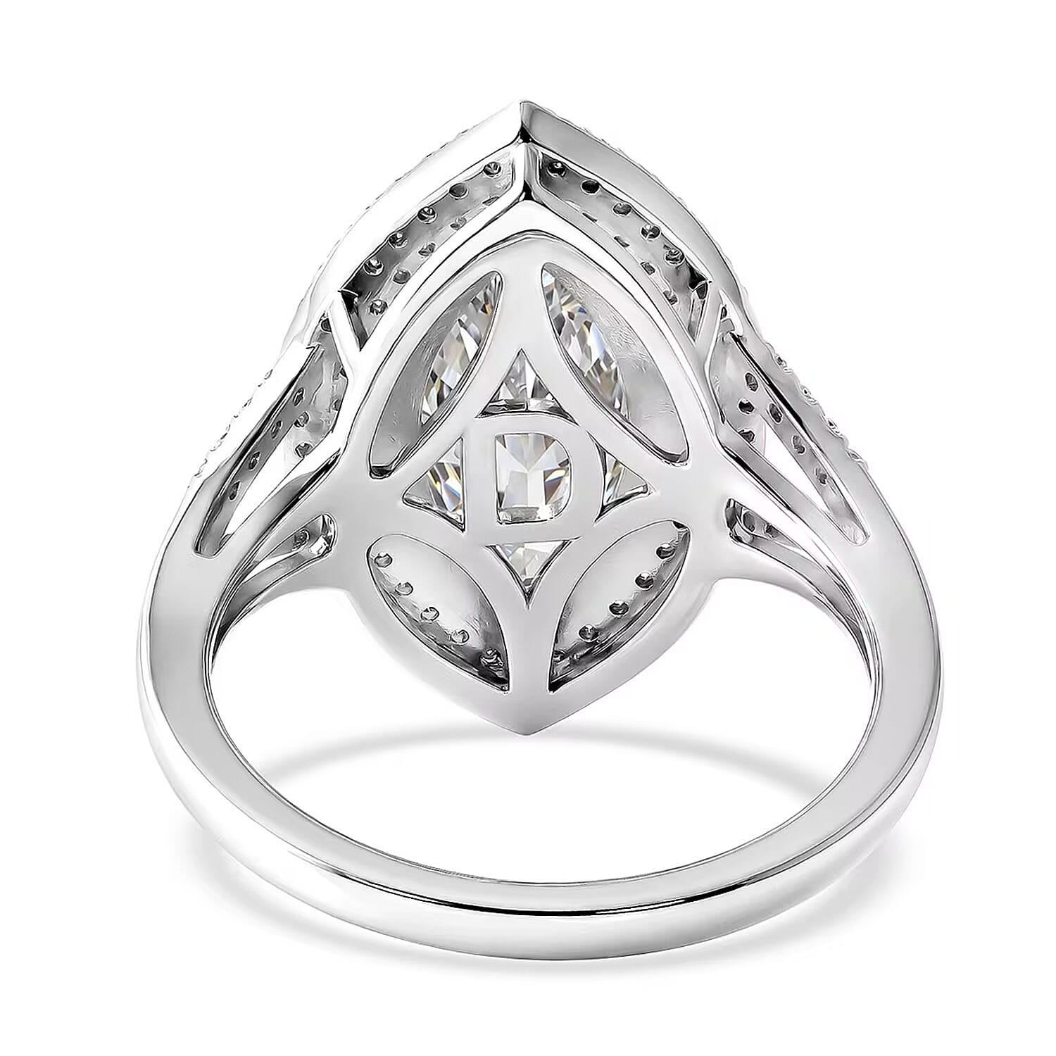 D'Joy Moissanite 4.60 ctw Eternal Halo Ring in Rhodium Over Sterling Silver (Size 6.0)