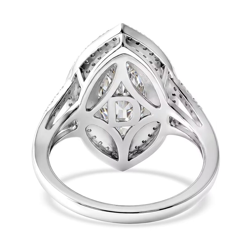 D'Joy Moissanite 4.60 ctw Eternal Halo Ring in Rhodium Over Sterling Silver (Size 6.0)