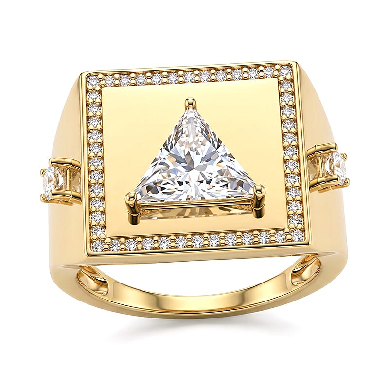 D'Joy Moissanite 3.80 ctw Men's Ring in 18K Vermeil Yellow Gold Over Sterling Silver (Size 10.0)