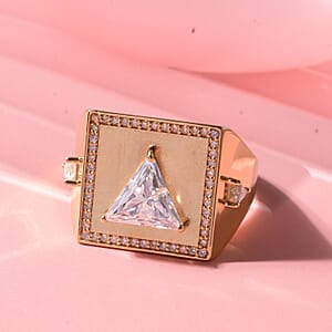 D'Joy Moissanite 3.80 ctw Men's Ring in 18K Vermeil Yellow Gold Over Sterling Silver (Size 10.0)