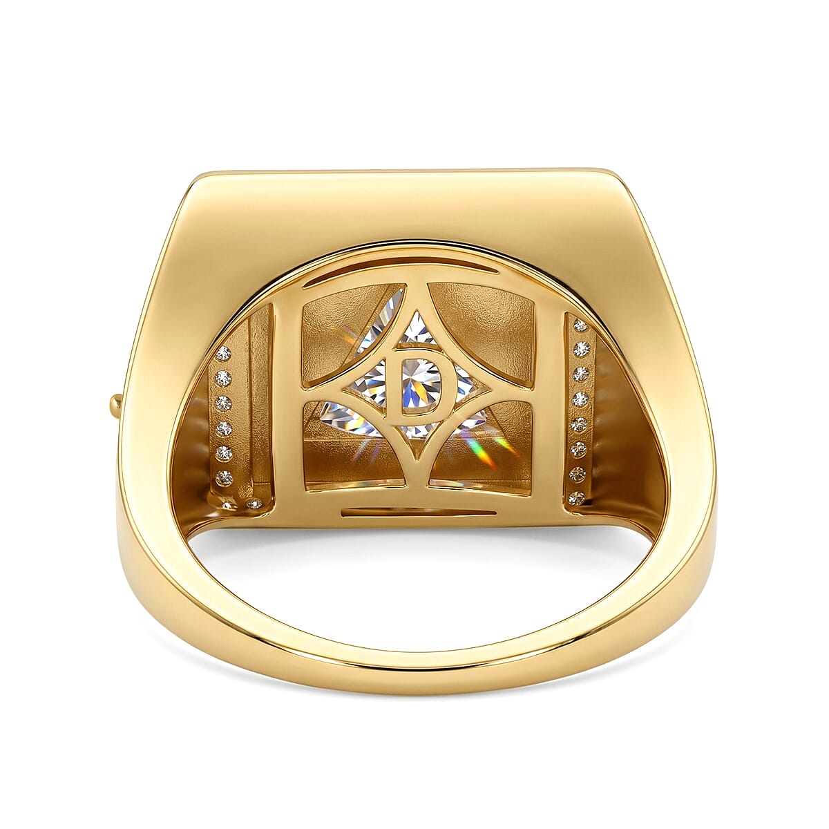 D'Joy Moissanite 3.80 ctw Men's Ring in 18K Vermeil Yellow Gold Over Sterling Silver (Size 10.0)