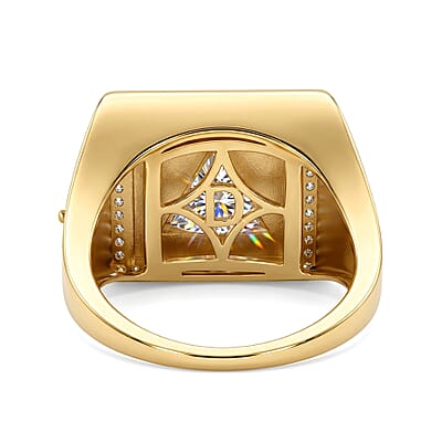 D'Joy Moissanite 3.80 ctw Men's Ring in 18K Vermeil Yellow Gold Over Sterling Silver (Size 10.0)