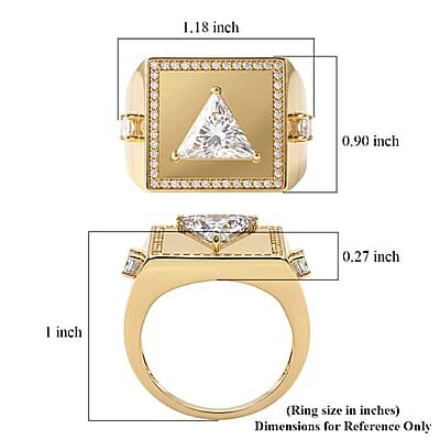 D'Joy Moissanite 3.80 ctw Men's Ring in 18K Vermeil Yellow Gold Over Sterling Silver (Size 10.0)