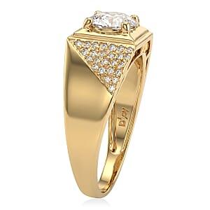 D'Joy Moissanite 2.00 ctw Men's Ring in 18K Vermeil Yellow Gold Over Sterling Silver (Size 10.0)