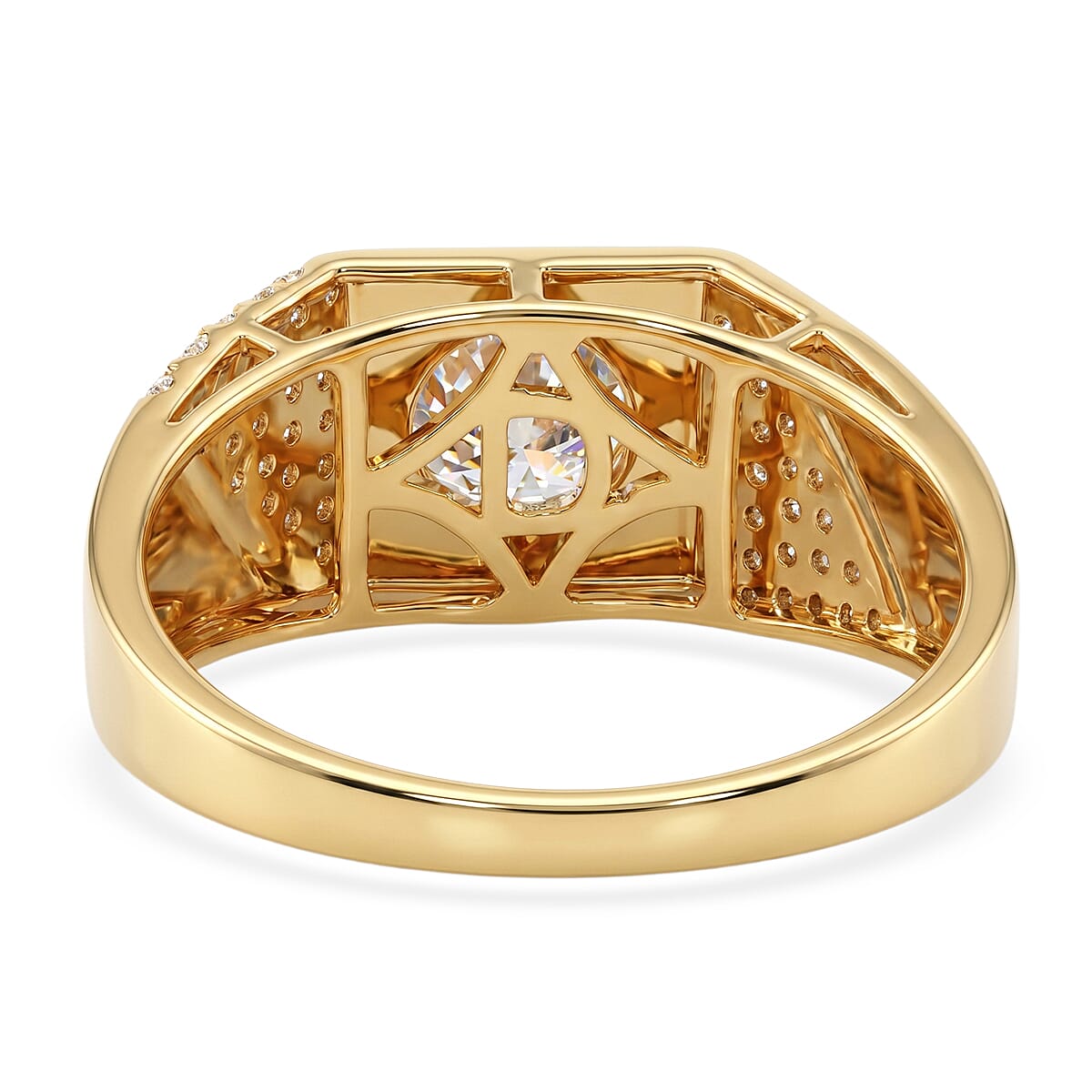 D'Joy Moissanite 2.00 ctw Men's Ring in 18K Vermeil Yellow Gold Over Sterling Silver (Size 10.0)
