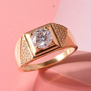 D'Joy Moissanite 2.00 ctw Men's Ring in 18K Vermeil Yellow Gold Over Sterling Silver (Size 11.0)