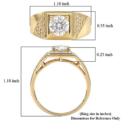 D'Joy Moissanite 2.00 ctw Men's Ring in 18K Vermeil Yellow Gold Over Sterling Silver (Size 12.0)