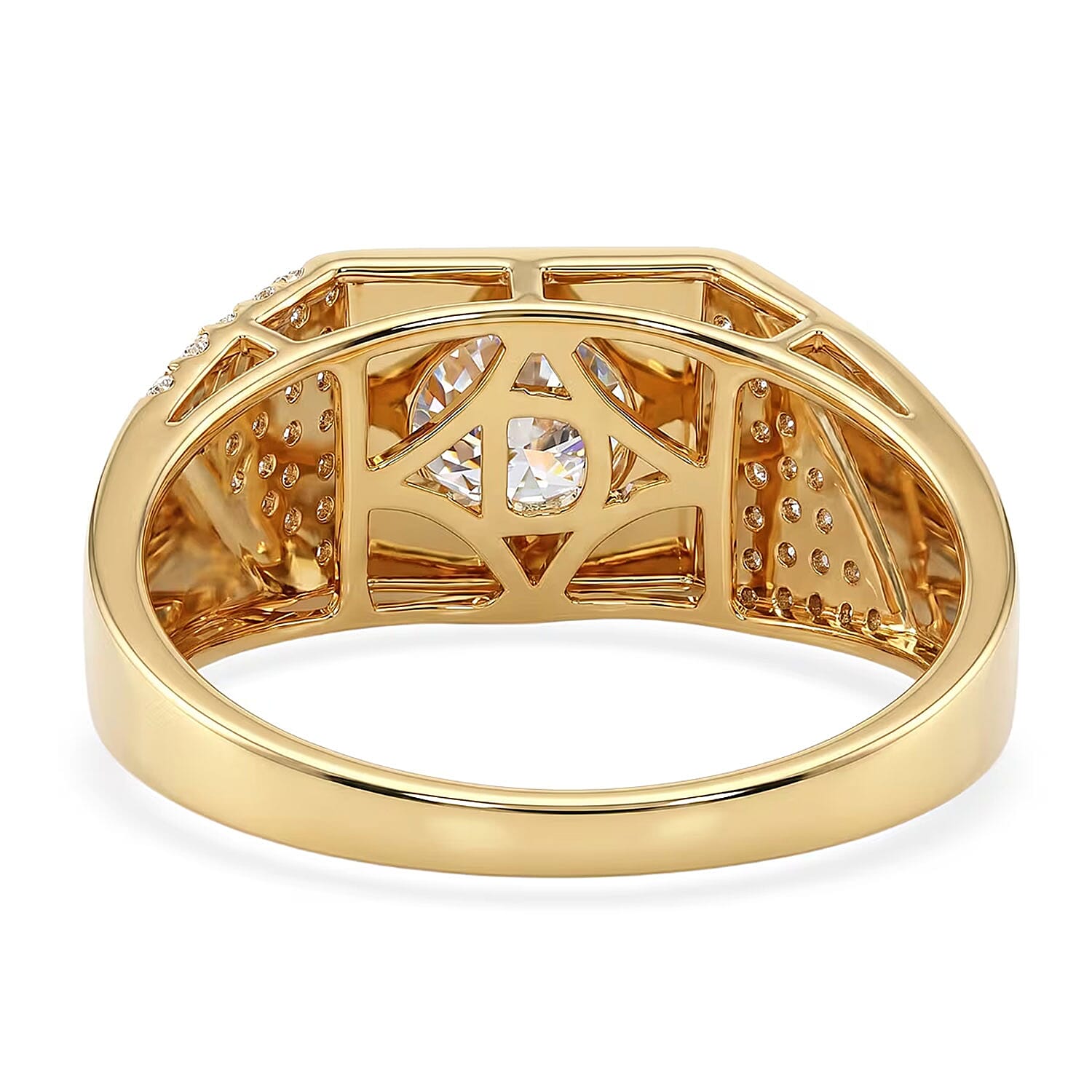 D'Joy Moissanite 2.00 ctw Men's Ring in 18K Vermeil Yellow Gold Over Sterling Silver (Size 12.0)
