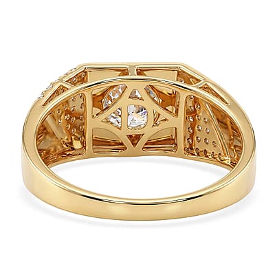 D'Joy Moissanite 2.00 ctw Men's Ring in 18K Vermeil Yellow Gold Over Sterling Silver (Size 12.0)