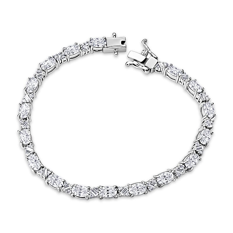 D'Joy Moissanite 9.10 ctw Bracelet in Rhodium Over Sterling Silver (6.50 In)